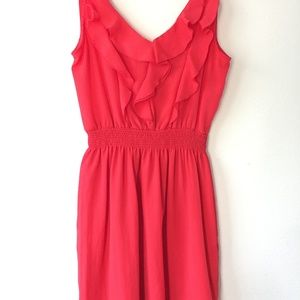 Coral Ruffle Sleeveless Dress